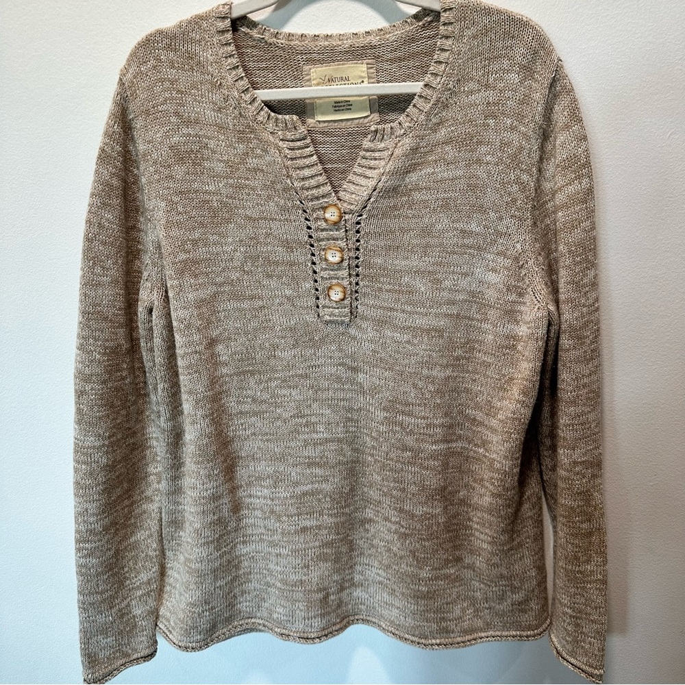 Natural Reflections Two Tone Pullover 3 Button Sweater Women’s size XL - Picture 3 of 10